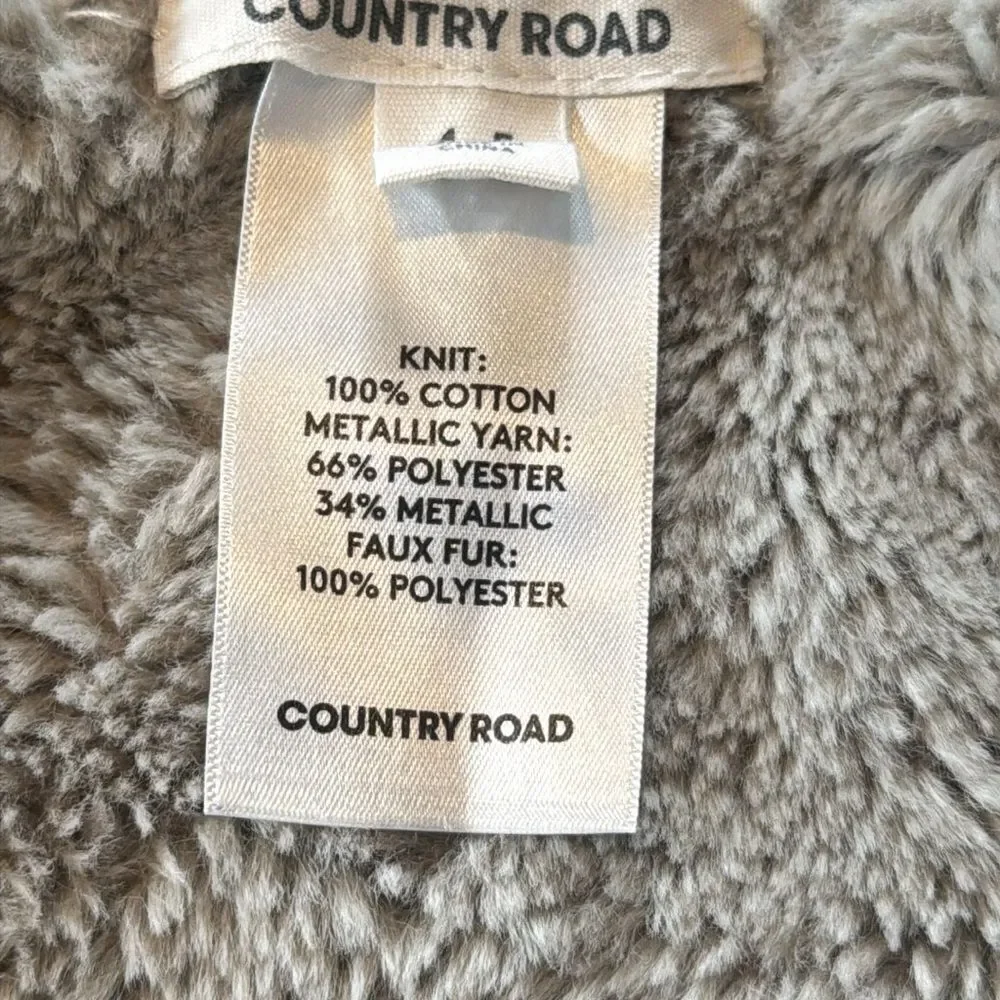 Kids Country Road Gray Hooded Vest with Metallic Thread that Sparkles Size 4-5